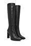 Women's Black Zippered Thin High Heeled Leather Boots Af530003Dv - 2