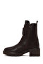 Women's Brown Zippered Thick Heeled Leather Boots Wf180025Df - 3