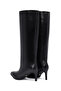 Women's Black Thin Heeled Leather Boots Af530006Dv - 6