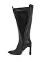 Women's Black Zippered Thin High Heeled Leather Boots Af530003Dv - 7