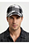 Unisex Black and White Plaid Flannel Cap - Winter Textured Adjustable Baseball Cap - 2