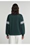 Regular Fit Round Neck Printed Women's Green Sweatshirt - 2