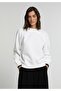 Regular Fit Round Neck Plain Women's White Sweatshirt