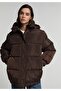 Regular Fit Hooded Zippered Lined Water Resistant Women's Brown Coat