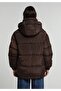 Regular Fit Hooded Zippered Lined Water Resistant Women's Brown Coat - 2