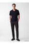 Peak New Season Navy Blue Polo Collar Ribbed Men's Knitwear T-Shirt - 2