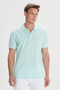 Men's Mint Slim Fit Slim Fit Polo Collar 100% Cotton Short Sleeve T-Shirt - 4