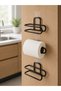 3 Pieces Black Roll Paper Holder Adhesive Wall Mounted Practical Paper Holder Set - 4