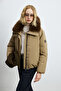 Sunset Goose Feather Women's Coat Camel Feather - 3