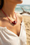 Handmade bohemian red evil eye necklace - 2