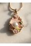 Vintage Design Pink Flower Garden Pearl Detailed Gold Steel Necklace - 2