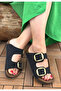 Tanta Black Nubuck Buckle Slippers - 3