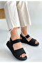Jake Black Straw Skin Sandals - 2