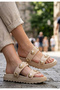 Voin Beige Suede Stone Slippers - 3