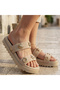 Voin Beige Suede Stone Slippers - 4