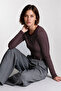 Striped Stretchy Knitted Blouse Lub0394 Mulberry White