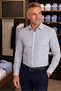 100% Cotton Long Sleeve Striped Men's Shirt Slim Fit Cut Collar Breathable Fabric