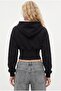 Women's Crew Corseted Slim Fit Black Hooded Sweatshirt - 5