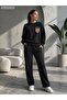 Floral Printed Crew Neck 2 Threaded Yarn Embroidered Fabric Tracksuit Set