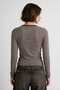 Striped Stretch Knitted Blouse Lub0394 Brown White - 3