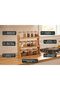 3-Tier Bamboo Spice Rack Organizer with Multi-Size Airtight Glass Jars & Lids, Large Capacity Countertop Pantry Storage Shelf for Dry Food, Spices, Nuts, Herbs and Kitchen Storage - 3