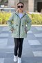 Girl's Colorful Hooded Pocketed Drawstring Waist Bondik Fabric Winter Coat Km4020 - 6