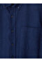 Vizyon New Season Navy Blue Regular Fit Dobby Men's Shirt - 6