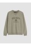 Özmarka New Season Khaki Crew Neck Printed Men's Sweatshirt
