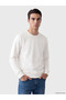Vizyon New Season White Crew Neck Printed Men's Thick Sweatshirt