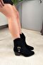 Women's Texas Black Suede 5 cm Heeled Cowboy Boots - 4