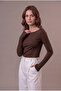 Women's Boat Neck (Princess Neck) Blouse with Finger Loop (Ovv-5) - 2