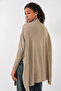 Women's Slit Oversize Poncho Sweater 1222 - A.Beige - 4