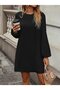 Women's Long Sleeve Round Neck Mini Imported Crepe Dress - 3