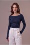 Women's Boat Neck (Princess Neck) Blouse with Finger Loop (Ovv-5)