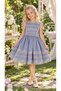 Girl's Dress with Flock Print Lace Detail, Lining, Belt, and Hair Clip Accessories 2-6 Years Birthday, Special Occasion