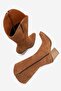 Tarben Women's Genuine Leather Western / Cowboy Short Boots Tan Suede - 5