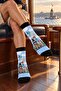 Istanbul Maiden's Tower Patterned Blue Unisex Socks - 2