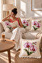 4-Piece Luxury Purple Orchid Collection Ruffled 100% Cotton Decorative Throw Pillow Cover 45X45 cm - 3