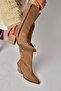 Z654940161 Mink Genuine Leather Suede Thick Heeled Western Women's Boots - 3