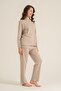 Women's Brown Long Sleeve Pajama Set Pc9304-S-V3 - 8
