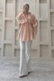 Striped Shirt with Tie Detail Orange - 2