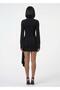 Women's Stand Collar Buckle Detailed Belted Gathering Mini Design Dress - 3