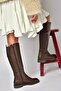 Z973552209 Brown Flat Sole Women's Boots - 4