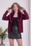Women's Fur Collared Buttoned Knitwear Cardigan Stylish Design Soft Textured White, Black, Burgundy - 3