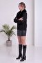 Women's Fur Collared Buttoned Knitwear Cardigan Stylish Design Soft Textured White, Black, Burgundy - 6