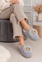 Plush House Slippers with Cute Owl Figure and Stone Metal Detail, Closed Toe Soft Winter House Slippers Stc1345 - 3