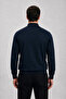 Men's Striped Regular Navy Blue Half-Zip Sweatshirt - 6