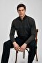 Men's Striped Regular Dark Brown Half-Zip Sweatshirt - 4