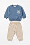 Baby Boy Happy Little Two-Thread Tracksuit Set Blue - 4