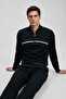 Men's Striped Regular Black Half-Zip Sweatshirt - 5